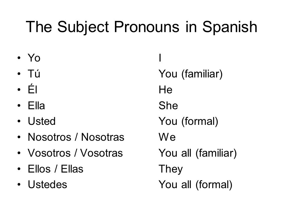 The Subject Pronouns in Spanish