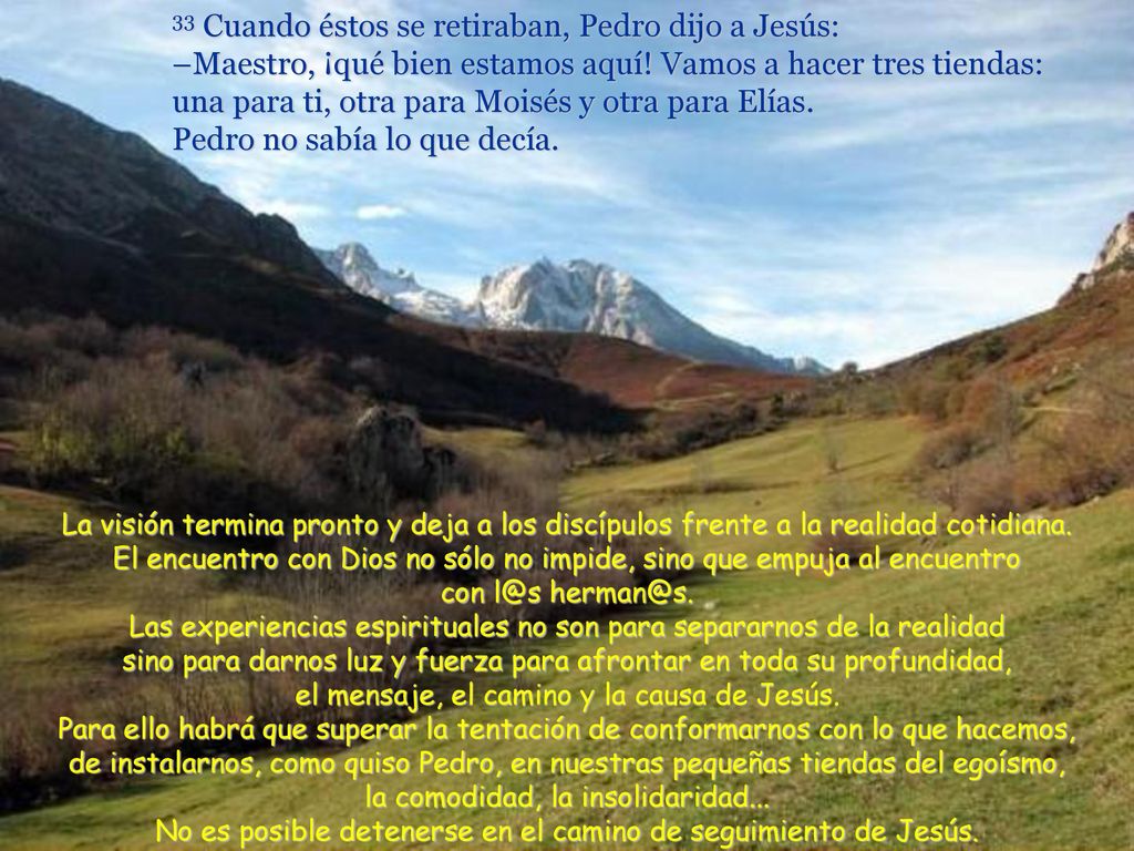 No es posible detenerse en el camino de seguimiento de Jesús.
