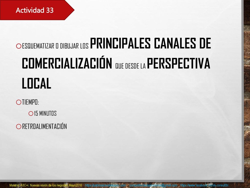 Actividad 33 Esquematizar o dibujar los principales canales de comercialización que desde la perspectiva local.