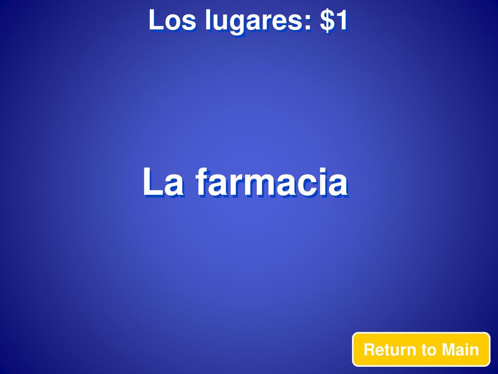 Los lugares: $1 La farmacia Return to Main