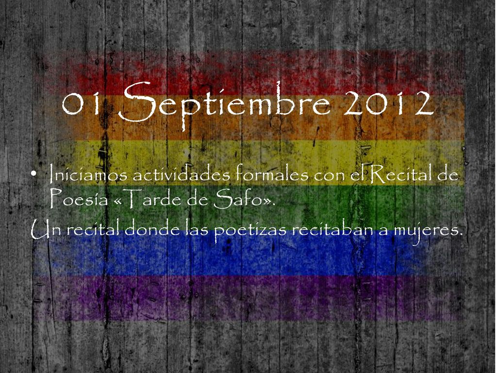 01 Septiembre 2012 Iniciamos actividades formales con el Recital de Poesía «Tarde de Safo».