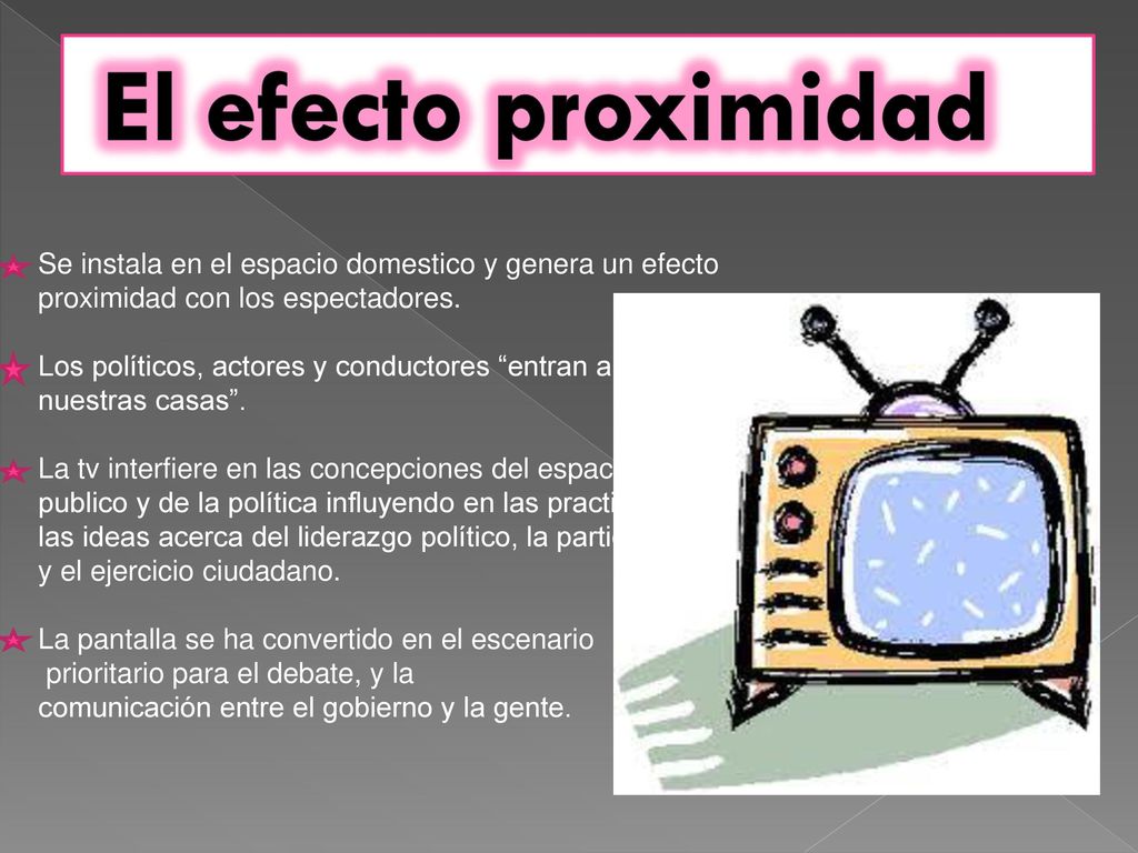 El efecto proximidad Se instala en el espacio domestico y genera un efecto proximidad con los espectadores.