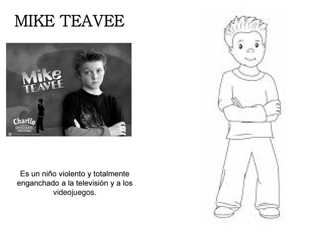 MIKE TEAVEE Es un niño violento y totalmente enganchado a la televisión y a los videojuegos.