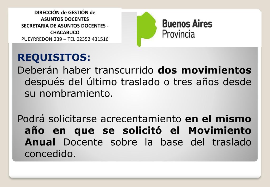 DIRECCIÓN de GESTIÓN de SECRETARIA DE ASUNTOS DOCENTES - CHACABUCO