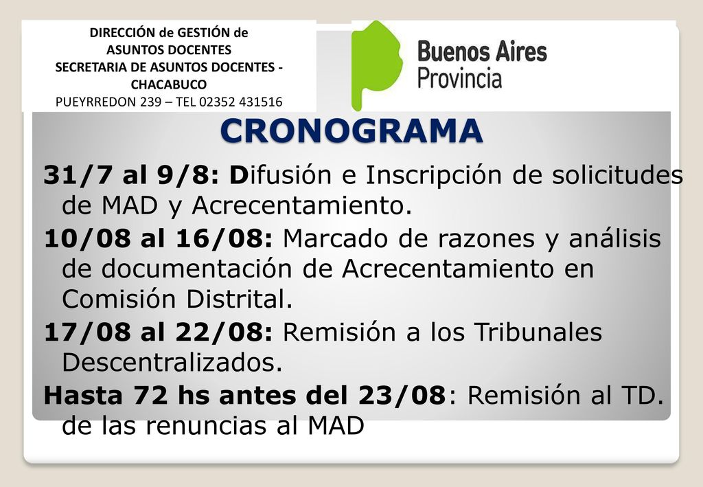 DIRECCIÓN de GESTIÓN de SECRETARIA DE ASUNTOS DOCENTES - CHACABUCO