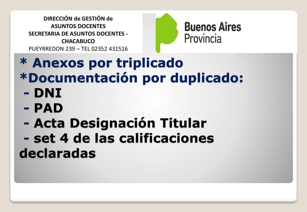DIRECCIÓN de GESTIÓN de SECRETARIA DE ASUNTOS DOCENTES - CHACABUCO