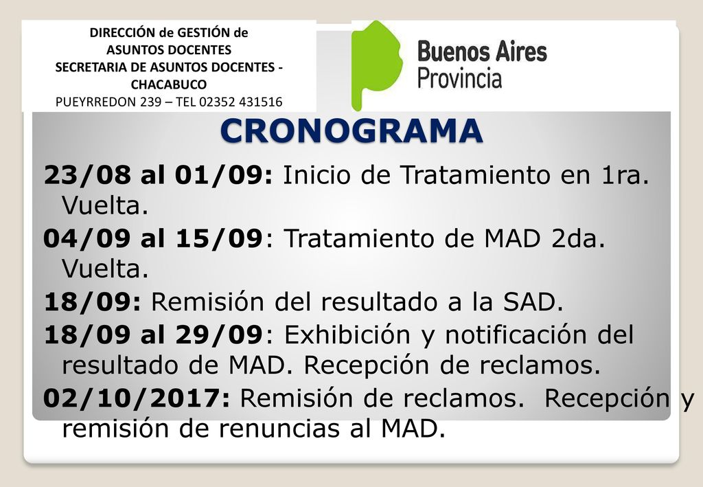 DIRECCIÓN de GESTIÓN de SECRETARIA DE ASUNTOS DOCENTES - CHACABUCO