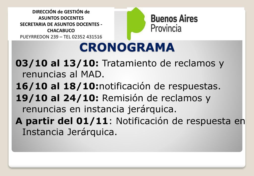 DIRECCIÓN de GESTIÓN de SECRETARIA DE ASUNTOS DOCENTES - CHACABUCO