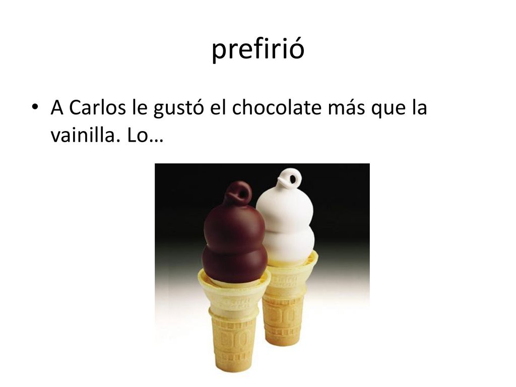 prefirió A Carlos le gustó el chocolate más que la vainilla. Lo…