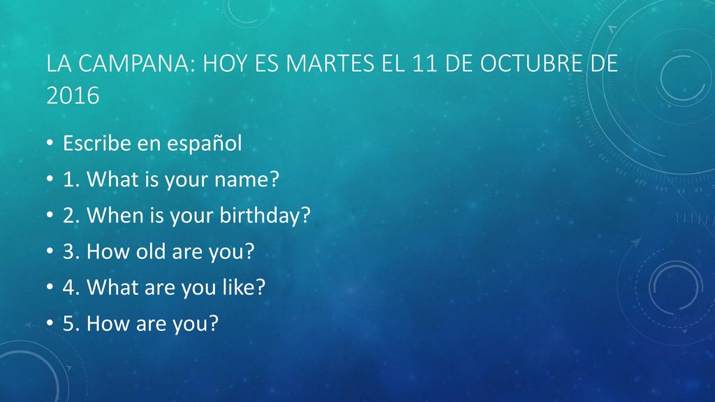 La campana: Hoy es martes el 11 de octubre de 2016