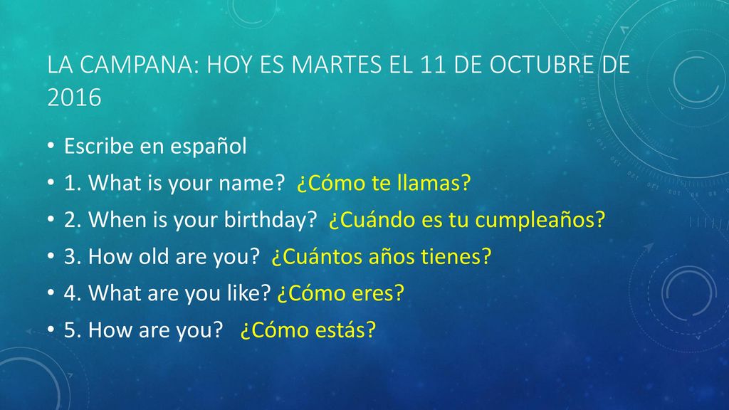 La campana: Hoy es martes el 11 de octubre de 2016