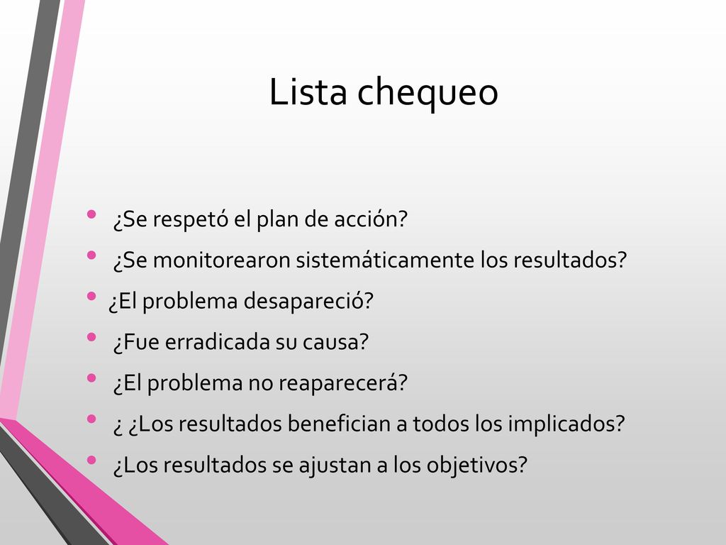 Lista chequeo ¿Se respetó el plan de acción