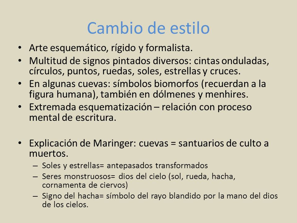 Cambio de estilo Arte esquemático, rígido y formalista.