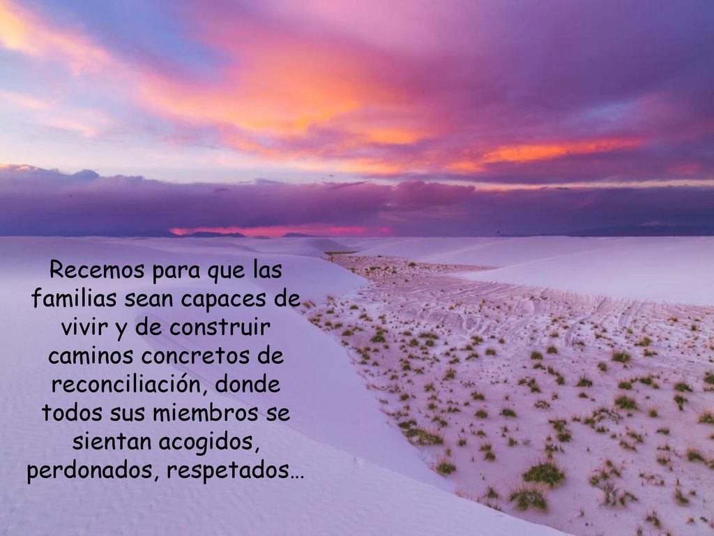 Recemos para que las familias sean capaces de vivir y de construir caminos concretos de reconciliación, donde todos sus miembros se sientan acogidos, perdonados, respetados…