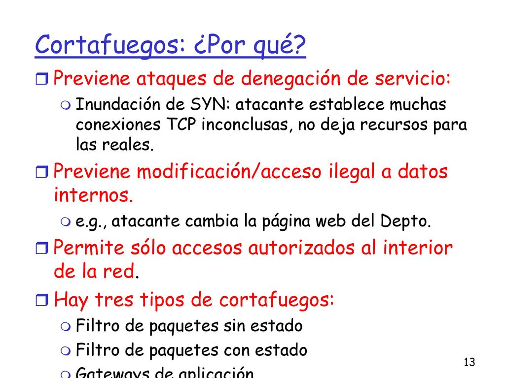 Cortafuegos: ¿Por qué Previene ataques de denegación de servicio: