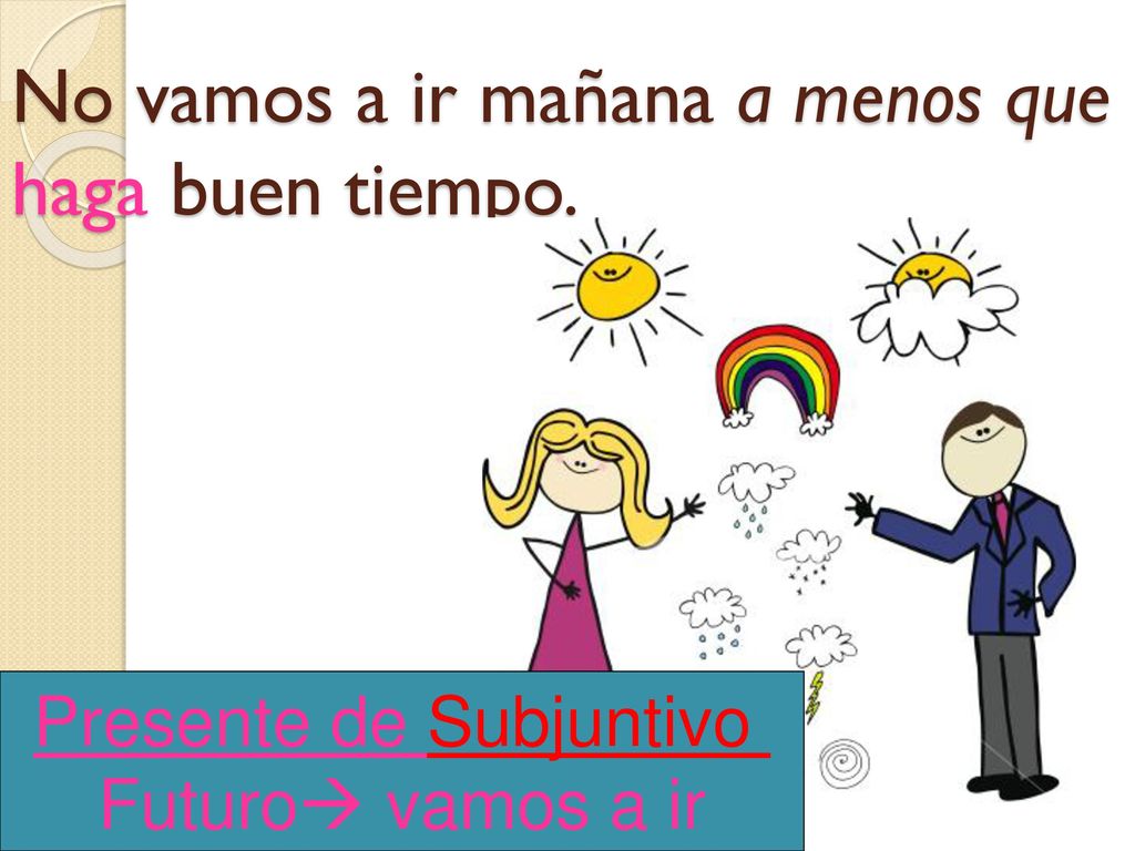 No vamos a ir mañana a menos que haga buen tiempo.