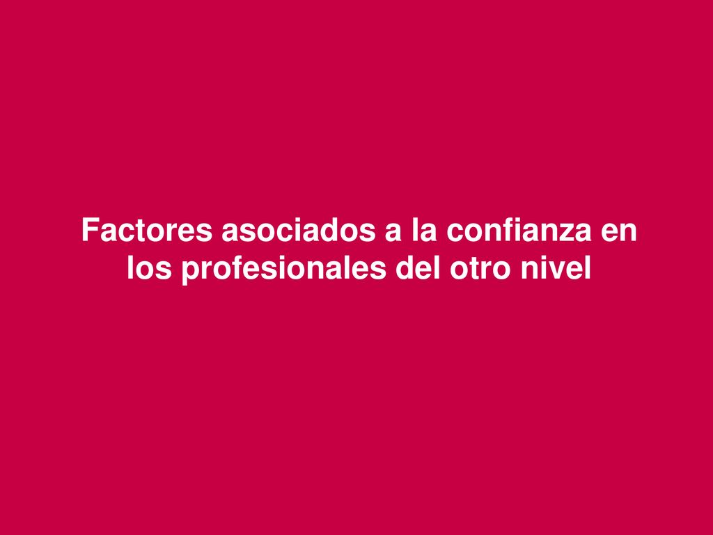 Factores asociados a la confianza en los profesionales del otro nivel