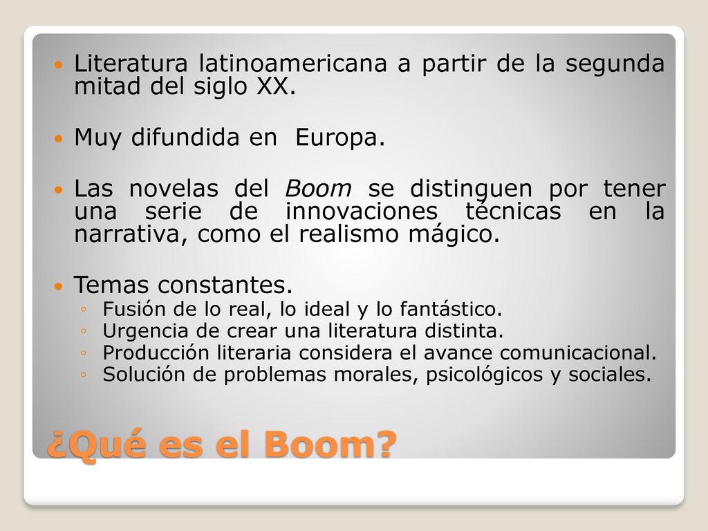 Literatura latinoamericana a partir de la segunda mitad del siglo XX.