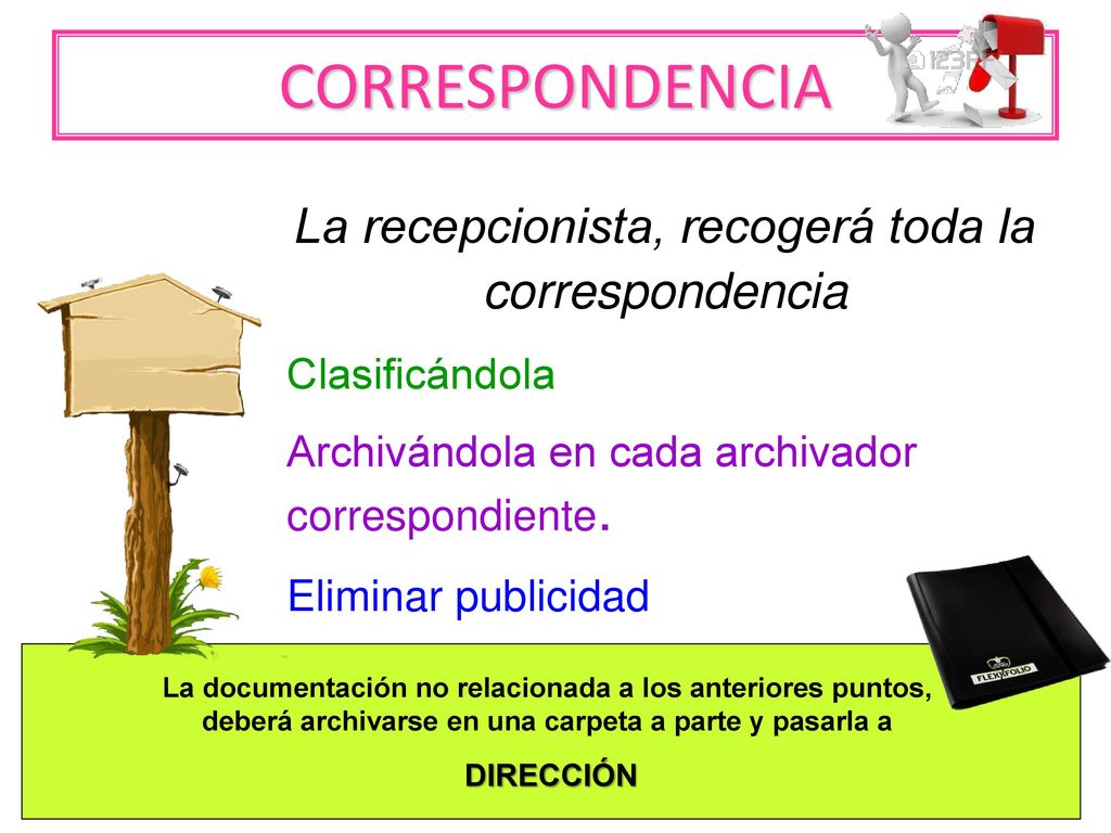 CORRESPONDENCIA La recepcionista, recogerá toda la correspondencia