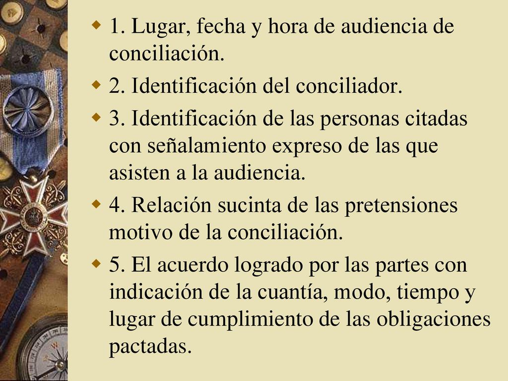 1. Lugar, fecha y hora de audiencia de conciliación.