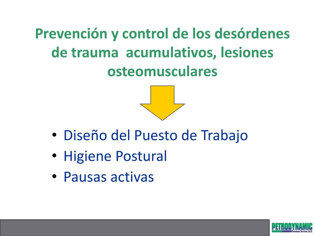 Prevención y control de los desórdenes de trauma acumulativos, lesiones osteomusculares