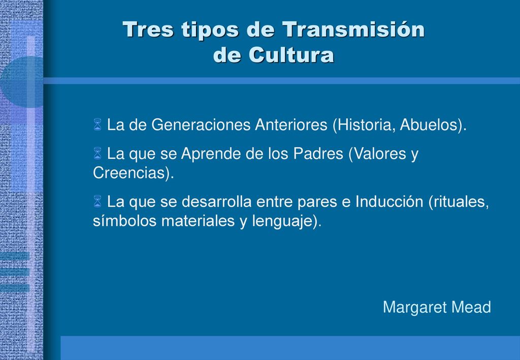 Tres tipos de Transmisión de Cultura