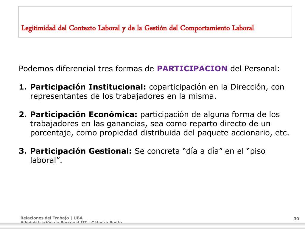 Legitimidad del Contexto Laboral y de la Gestión del Comportamiento Laboral