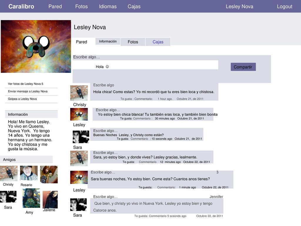 Caralibro Lesley Nova Pared Fotos Idiomas Cajas Lesley Nova Logout