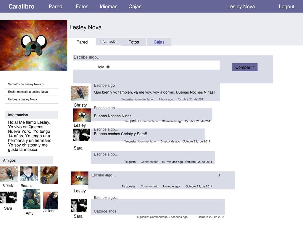 Caralibro Lesley Nova Pared Fotos Idiomas Cajas Lesley Nova Logout