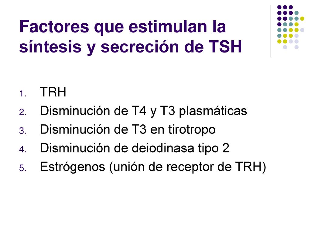 Factores que estimulan la síntesis y secreción de TSH