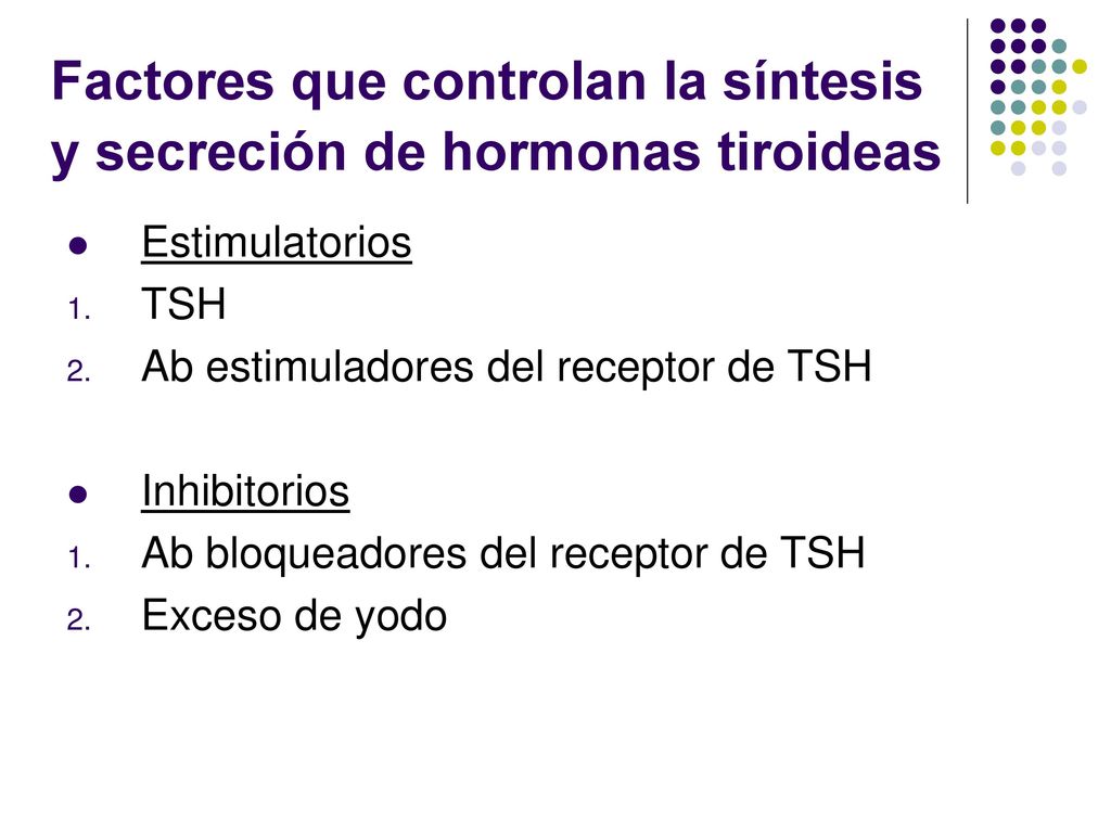 Factores que controlan la síntesis y secreción de hormonas tiroideas
