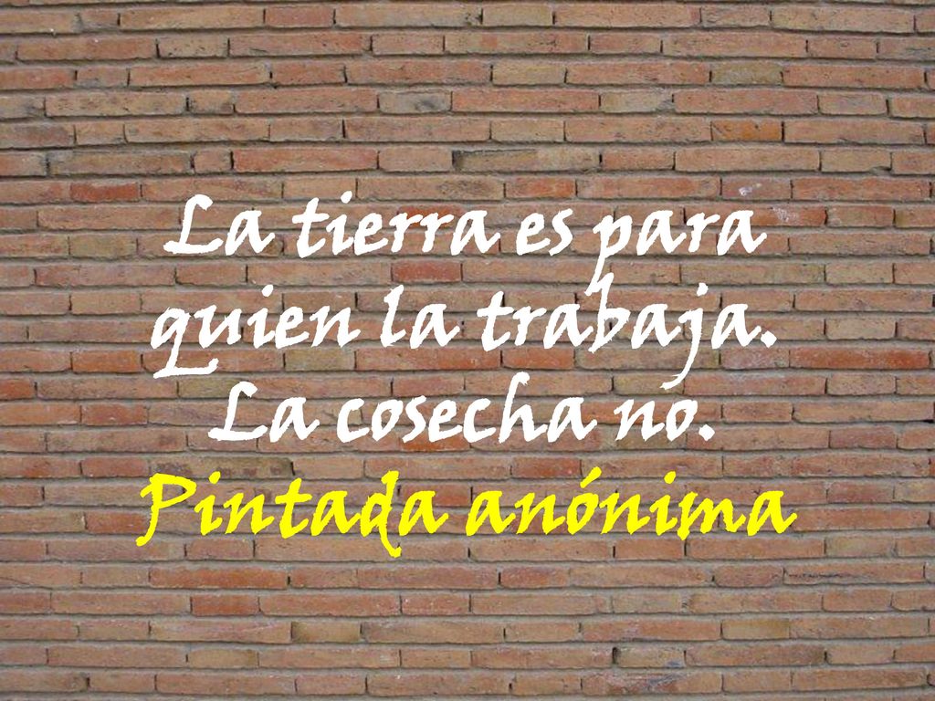 La tierra es para quien la trabaja. La cosecha no. Pintada anónima