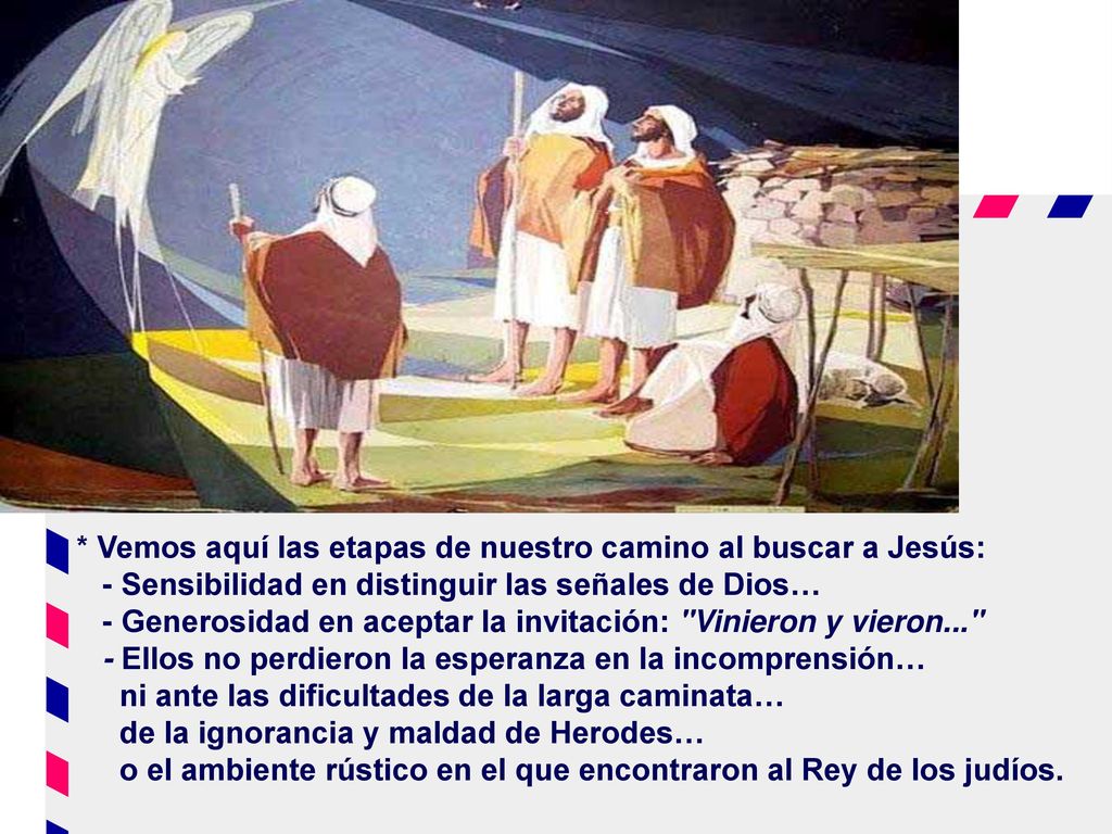 * Vemos aquí las etapas de nuestro camino al buscar a Jesús: