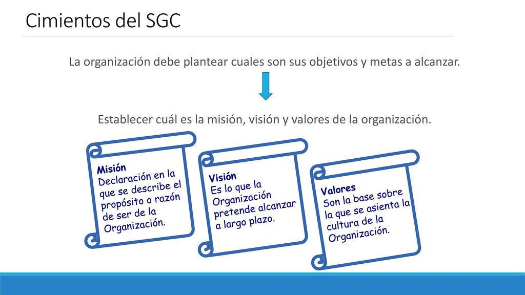 Establecer cuál es la misión, visión y valores de la organización.