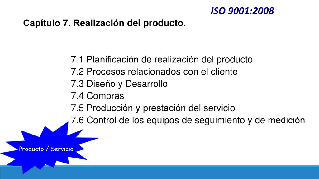 ISO 9001:2008 Capítulo 7. Realización del producto.