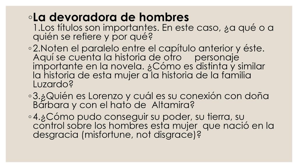 La devoradora de hombres 1. Los títulos son importantes