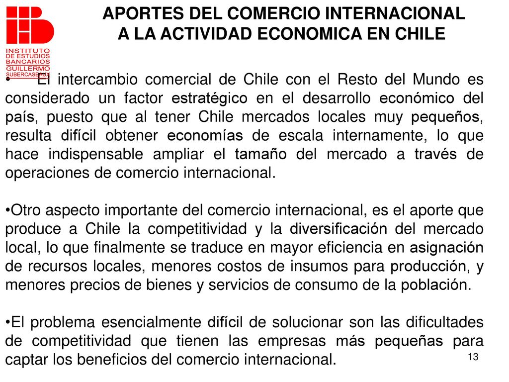 APORTES DEL COMERCIO INTERNACIONAL A LA ACTIVIDAD ECONOMICA EN CHILE