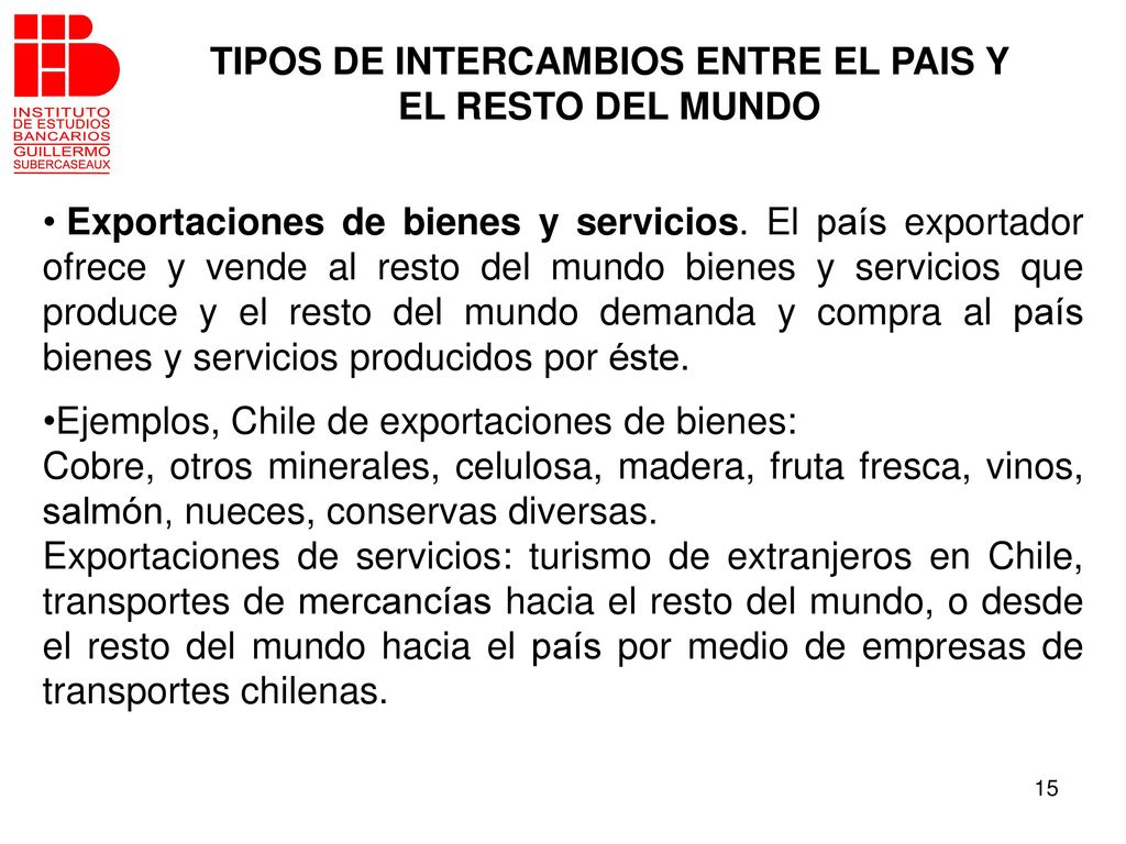 TIPOS DE INTERCAMBIOS ENTRE EL PAIS Y