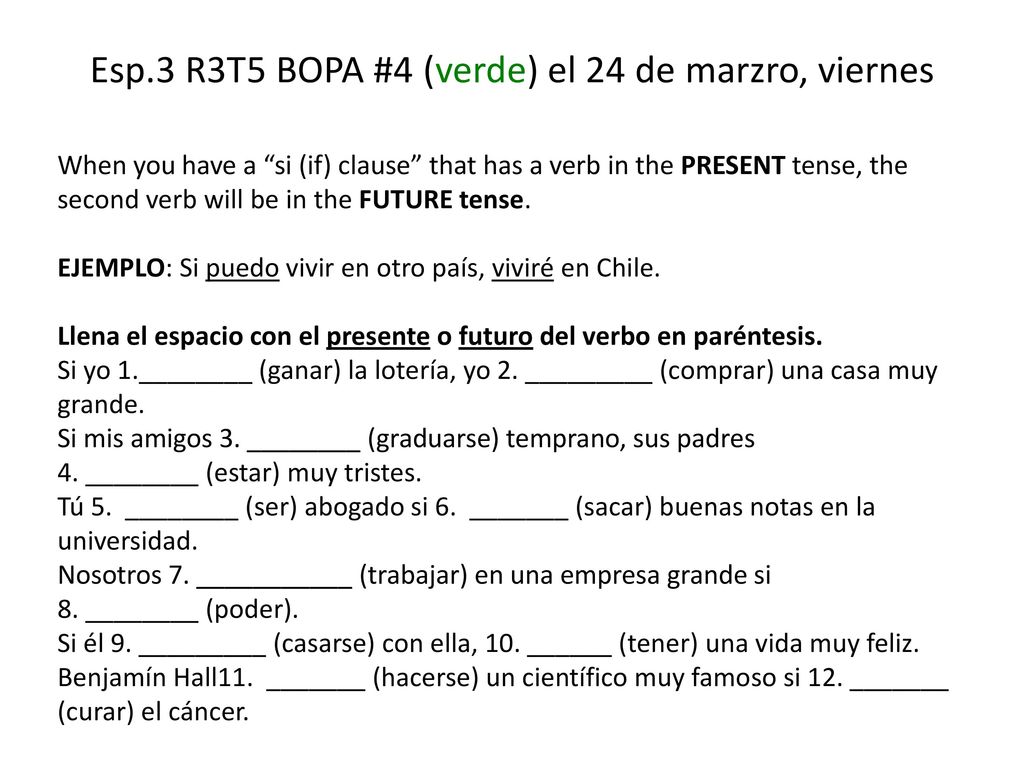 Esp.3 R3T5 BOPA #4 (verde) el 24 de marzro, viernes