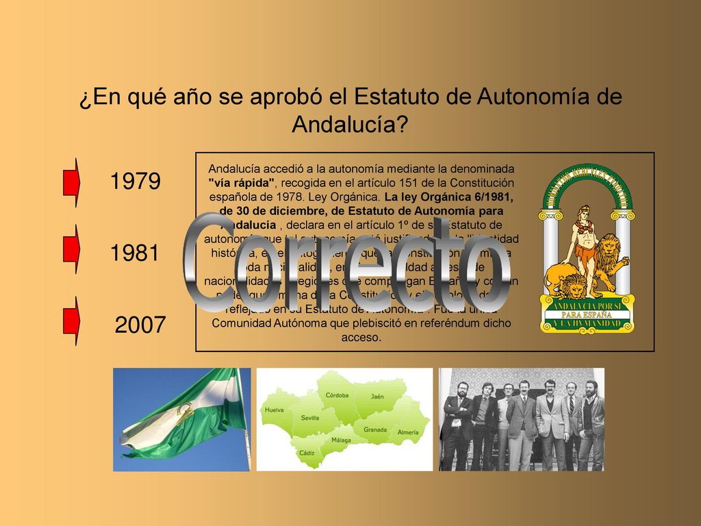 ¿En qué año se aprobó el Estatuto de Autonomía de Andalucía