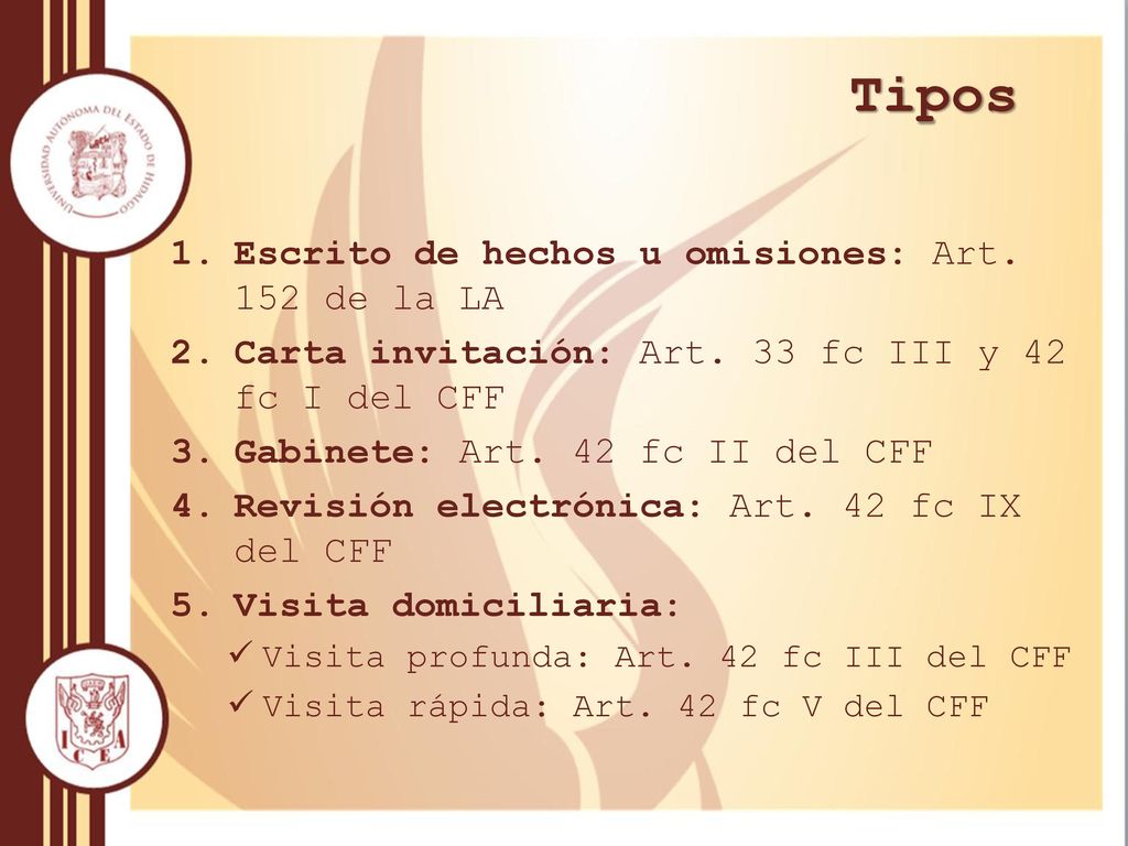 Tipos Escrito de hechos u omisiones: Art. 152 de la LA