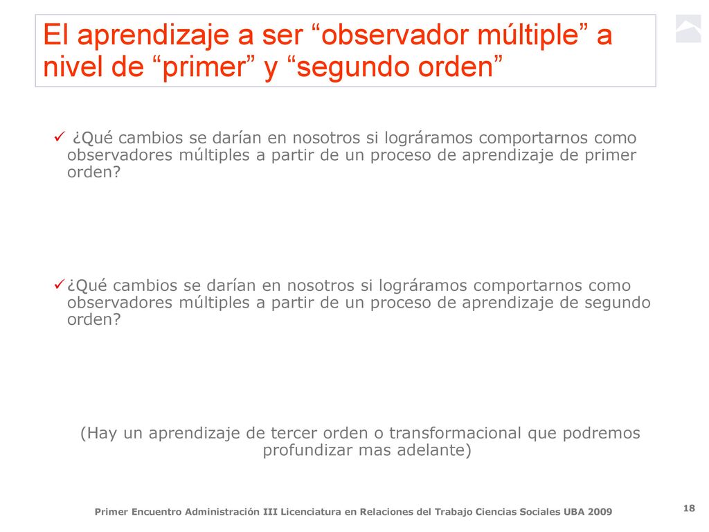 El aprendizaje a ser observador múltiple a nivel de primer y segundo orden