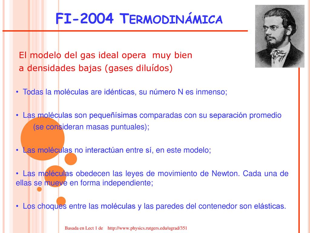 FI-2004 Termodinámica El modelo del gas ideal opera muy bien