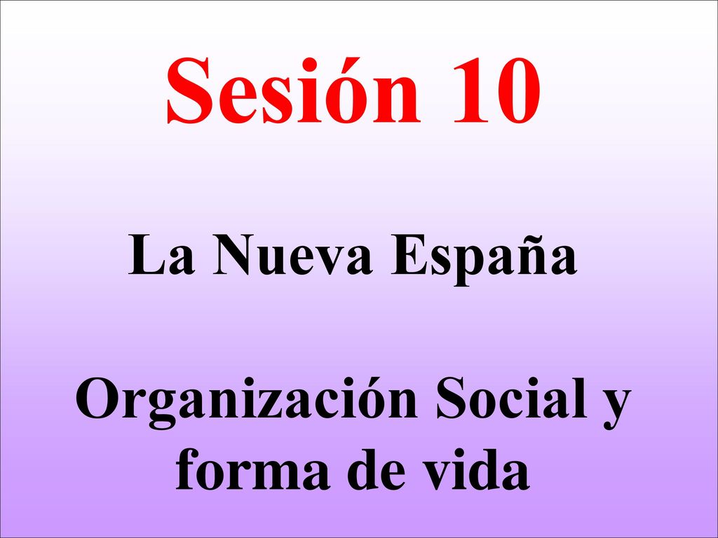 Sesión 10 La Nueva España Organización Social y forma de vida