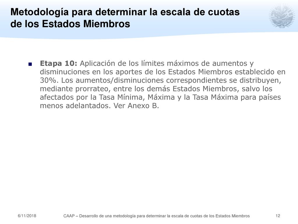 Metodología para determinar la escala de cuotas de los Estados Miembros