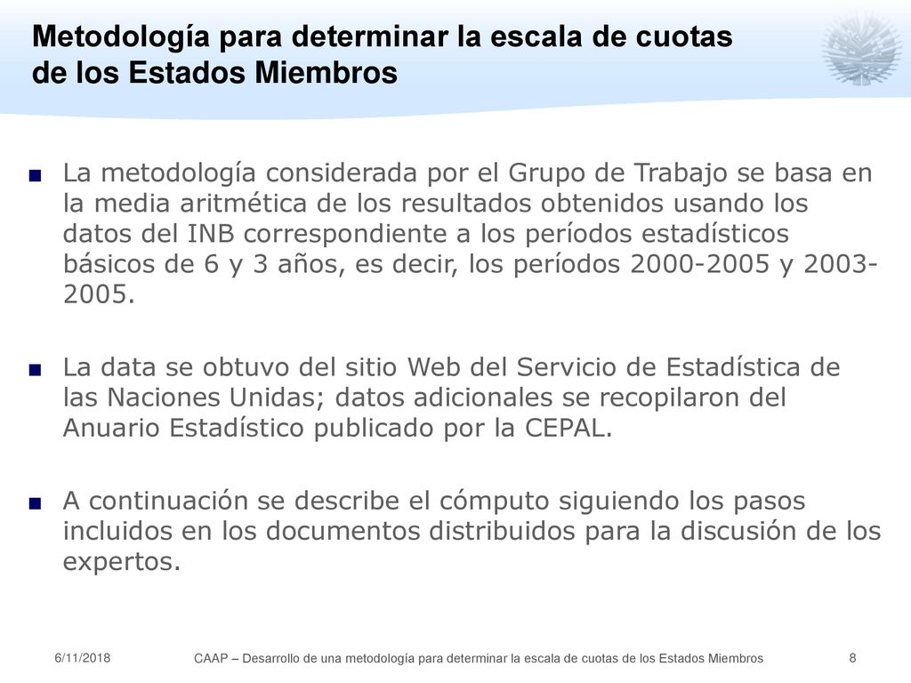 Metodología para determinar la escala de cuotas de los Estados Miembros