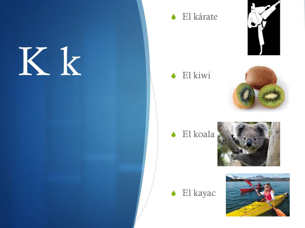 El kárate El kiwi El koala El kayac K k