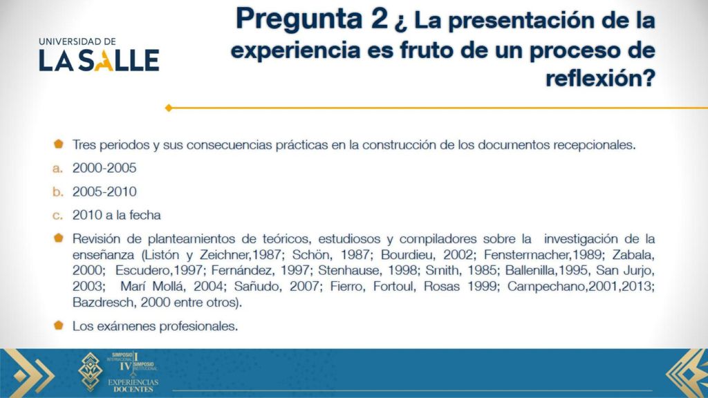 Pregunta 2 ¿ La presentación de la experiencia es fruto de un proceso de reflexión