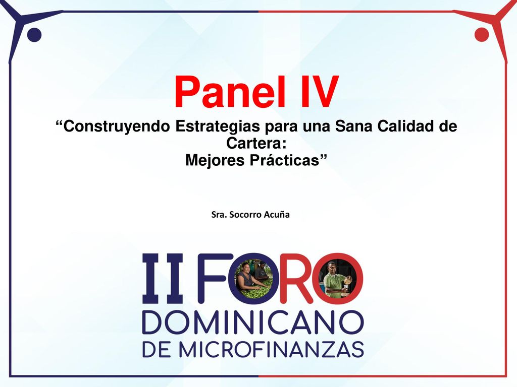 Panel IV Construyendo Estrategias para una Sana Calidad de Cartera: Mejores Prácticas