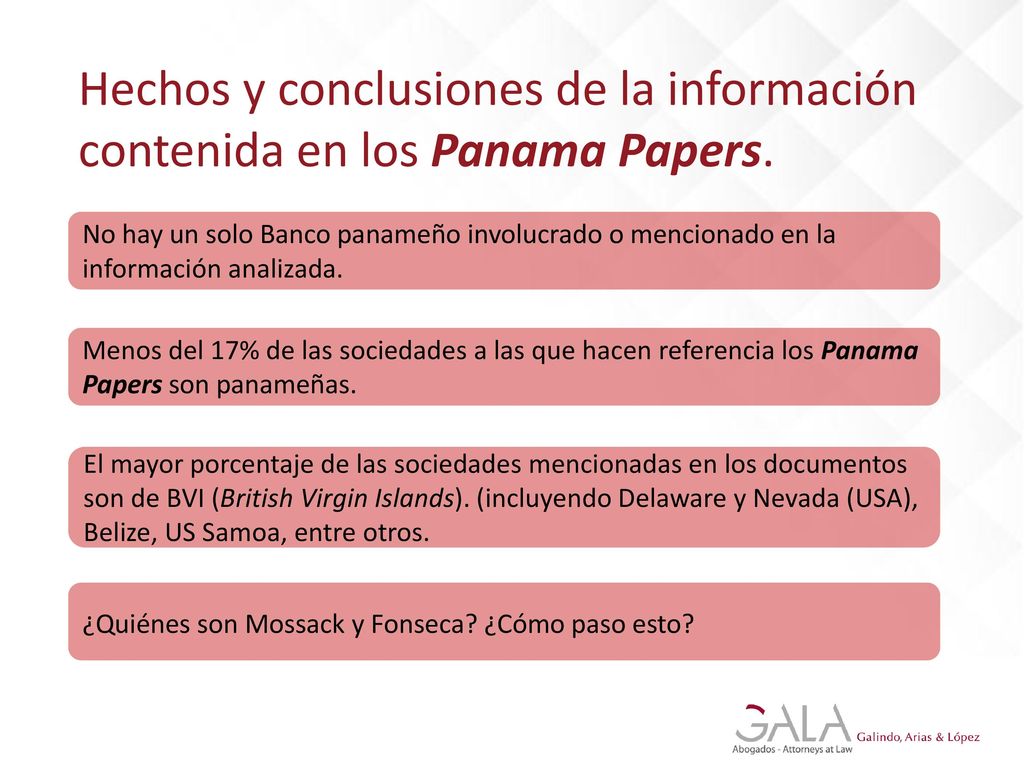 Hechos y conclusiones de la información contenida en los Panama Papers.
